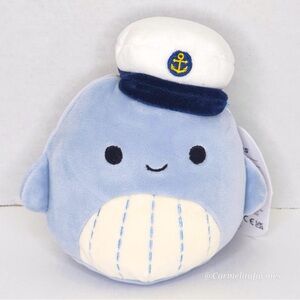SAMIR 🐳5" Blue Whale w Sailor Captain Hat Original Squishmallow By Kellytoy NWT